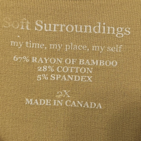 3X25 Soft Surroundings Tunic 2X Chartreuse Lime Green Long Sl Pocket Top Bamboo - Picture 3 of 11